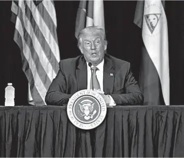  ?? EVAN VUCCI/AP ?? President Trump speaks Friday in Doral, Florida, at Iglesia Doral Jesus Worship Center during a roundtable on Venezuela.