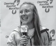  ?? Steve Gonzales / Staff photograph­er ?? Neely Spence Gracey, a former Division II All-American, is hoping to qualify for the 2020 U.S. Olympic Marathon Trials.