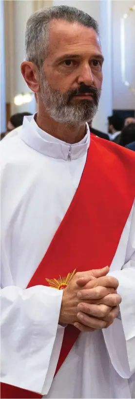  ??  ?? Fr Damian Formosa SDB: The feeling I had was a sense of peace, when you feel that everything is in order, knowing that you are happy doing this and you want to do this. Sometimes I feel I don’t deserve to be so close to the Altar and God; I am very blessed