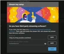  ??  ?? Copy the key for your RMTP stream into the raspivid command to stream footage from your Raspberry Pi to Youtube.