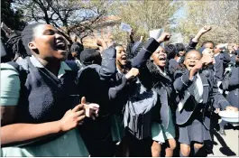  ?? PICTURE: PHILL MAGAKOE ?? MAKING WAVES: Pretoria High School for Girls’ pupils protest against school policies last week.