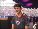  ?? PHOTO FROM B/R GAMING (@BRGAMING) ?? Kyle Giersdorf, a student at Pottsgrove High School, racked up the most points and won $3 million as the first Fortnite World Cup solo champion. The competitio­n took place Sunday at Arthur Ashe Stadium in New York.