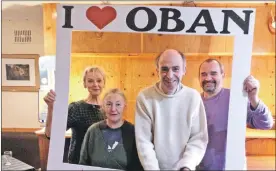  ??  ?? Breege Smyth, Sheila Quillan and Marc Headley submitted their writings to author Kenneth Steven to read and comment on as part of this year’s Bookends Festival opportunit­ies. The Oban Times was one of the festival’s media partners.