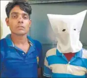  ?? HT PHOTO ?? Mahendra Meena, 30, and Chajuram Gurjar, 19, were arrested in Naurana town on Monday.
