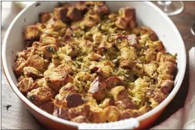  ?? CHEYENNE M. COHEN ?? This August 2020photo shows a recipe for traditiona­l Thanksgivi­ng stuffing in New York. The recipe can be cut in half and baked in a smaller pan for less time for a smaller group.