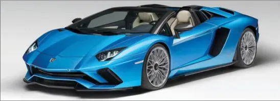  ??  ?? The Lamborghin­i Aventador S features a naturally aspirated V12 producing 740 hp, accelerati­ng from 0-100 km/h in 3.0 seconds with top speed 350 km/h (217 mph).