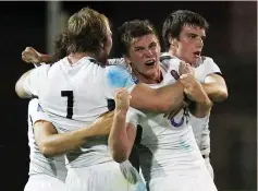  ??  ?? Great batch: Matt Kvesic, Owen Farrell and George Ford