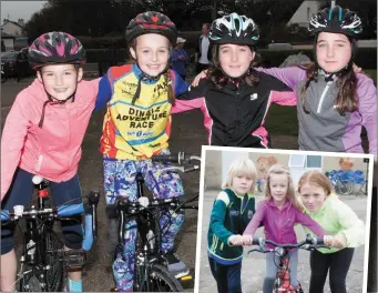  ?? MAIN: INSET: ?? Taking to the road in the Ardfert Harvest Junior Cycle were Lilly and Daisy Nowak, Meaghan and Rachel O’Connor. Tiernan and Doireann O’Keeffe and Sarah Bodenham