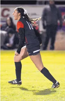  ?? GREG SORBER/JOURNAL ?? Academy’s Anna Carpio scored three goals to help the Chargers beat Hope Christian for the 4A state championsh­ip Friday.