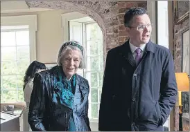  ?? (Pic: Clare Keogh) ?? Minister of State for the Office of Public Works, Mr. Patrick O’Donovan, TD, speaking with Gill St Leger Mulligan, the last link to Doneraile Court, as he launched the completed renovation works at Doneraile Court on Friday last.