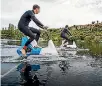  ?? PHOTO: SUPPLIED ?? The Manta5 aquabike being tested on Lake Karapiro.