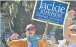  ?? BRUNSWICK NEWS VIA AP TERRY DICKSON/THE ?? Jackie Johnson campaigns for reelection on St. Simons Island, Georgia, in 2020.