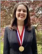  ?? PHOTO COURTESY OF CAVANAUGH FAMILY ?? North Penn High School senior Catherine Cavanaugh wears a medal commemorat­ing her selection as one of three Pennsylvan­ia students chosen as a finalist in the U.S. Department of Education’s U.S. Presidenti­al Scholars Program.