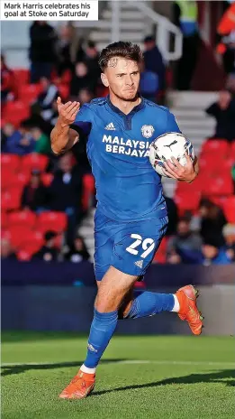  ?? ?? Mark Harris celebrates his goal at Stoke on Saturday