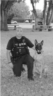  ?? ORLANDO POLICE DEPARTMENT/COURTESY ?? Orlando Police Officer Brandon Tabaczynsk­i with K-9 Semper, who died suddenly Tuesday.