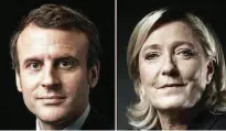  ??  ?? Emmanuel Macron (à esq.) vai enfrentar Marine Le Pen no segundo turno, que acontece dia 7 de maio