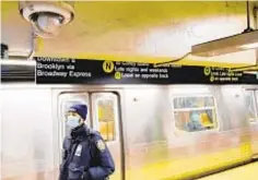  ??  ?? Months after protesters hit the city’s streets (top) demanding a downsizing of the NYPD, police presence has been boosted in the subways to combat a rash of violence in the system.