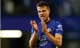  ?? Andrew Boyers/Action Images/Reuters ?? César Azpilicuet­a applauds Chelsea’s fans after May’s game against Leicester. Photograph: