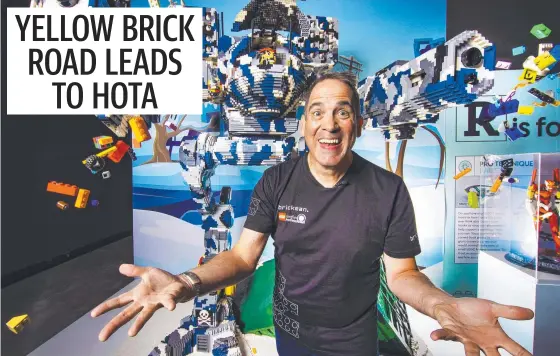  ?? ?? LEGO maestro Ryan 'Brickman' Mcnaught is the brains behind a new exhibition at HOTA in Bundall. Picture: Nigel Hallett