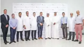  ?? — Photo by Joseph Shagra ?? KUWAIT: Dr Andreas Appelt, a German-trained specialist orthopedic surgeon is flanked by doctors at Al-Salam Hospital yesterday as they inaugurate ‘Altenburg German Foot Care Clinic.’