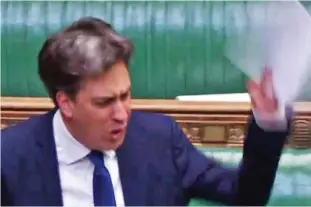  ??  ?? Anger boils over: Mr Miliband’s voice cracked with emotion at times but his plan was still rejected