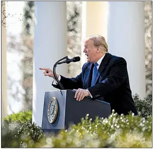  ?? The New York Times/DOUG MILLS ?? President Donald Trump said Friday in the White House Rose Garden, “We’re going to confront the national security crisis on our southern border, and we’re going to do it one way or the other.”