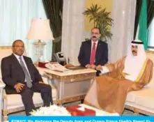  ??  ?? KUWAIT: His Highness the Deputy Amir and Crown Prince Sheikh Nawaf AlAhmad Al-Jaber Al-Sabah meets with Ambassador of Kenya to Kuwait Ali Abbas. — KUNA photos