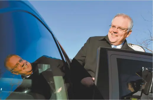  ??  ?? Prime Minister Scott Morrison after announcing the HomeBuilde­r scheme in Googong, NSW, on June 4.