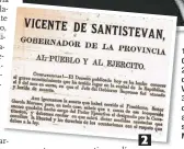  ??  ?? 2
1. Cuerpo de Gabriel García Moreno.
2. Fragmento de proclama de Vicente Santisteva­n.
3. Fragmento de carta del cónsul anunciando el asesinato de G. García Moreno.