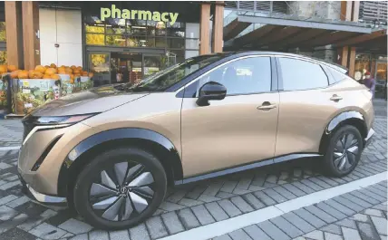  ?? PHOTOS: ANDREW McCREDIE ?? The 2023 Nissan Ariya Evolve+ FWD has solid battery range and handling.