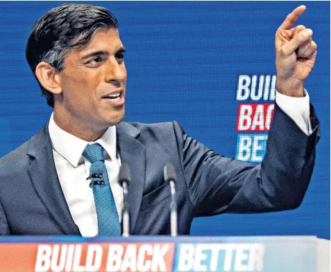  ?? ?? Rishi Sunak, the Chancellor, told the Conservati­ve Party Conference yesterday that he could not wave a magic wand to solve the crisis, and said industry had to rethink the way its supply chains operated