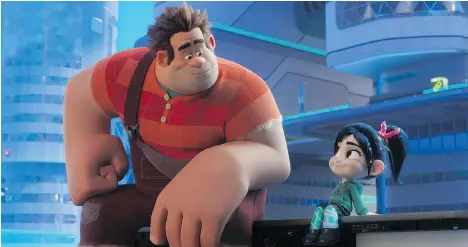  ?? DISNEY ?? Actress and comedian Sarah Silverman voices Sugar Rush racer Vanellope von Schweetz, right — and even gets to sing a “princess song” — in Disney’s latest animated effort, Ralph Breaks the Internet.
