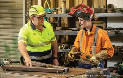  ?? ?? Mentor Mike Winter with engineerin­g apprentice Kennedy Florence.