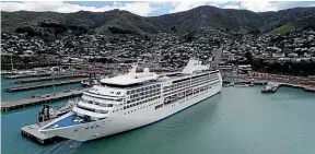  ??  ?? The 600-passenger Seven Seas Mariner is an example of the smaller cruise ships some Akaroa residents would welcome, but businesses say they don’t want to be fobbed off with boutique vessels that bring few financial benefits.