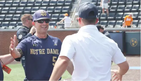  ?? RANDY SARTIN/AP ?? Link Jarrett, who guided Notre Dame to the College World Series this season, was named the coach at Florida State — his alma mater — on Friday.