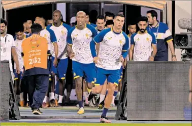  ?? ?? Cristiano Ronaldo salta a calentar en un partido con el Al Nassr.