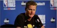  ?? AP FILE PHOTO BY BEN MARGOT ?? Golden State Warriors head coach Steve Kerr speaks at a news conference after Game 3 of basketball’s NBA Finals against the Toronto Raptors in Oakland, Calif.