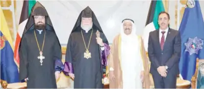  ??  ?? KUWAIT: His Highness the Amir Sheikh Sabah Al-Ahmad Al-Jaber Al-Sabah meets with Catholicos of the Armenian Apostolic Church Aram I. — Amiri Diwan and KUNA photos