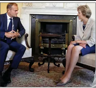  ??  ?? Pressing issues: The Prime Minister with EU chief Donald Tusk