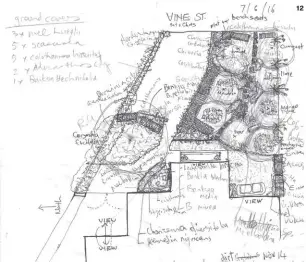  ?? ?? 12 — Concept developmen­t sketches for Vine Street Garden. Image: Christina Nicholson.