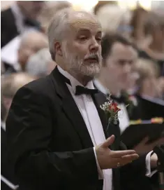  ??  ?? Bray Choral Society Musical Director Frank Kelly at the ‘Christmas Carols from Around the World’ concert in Holy Redeemer Church.