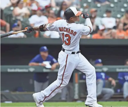  ?? AP ?? The NL West-leading Dodgers got a head start on the July 31 non-waiver trade deadline by sending five prospects to Baltimore on Wednesday for Manny Machado, an All-Star shortstop capable of powering Los Angeles to its first title in 30 years.