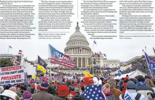  ?? AP ?? People loyal to President Donald Trump surround the Capitol on Jan. 6, 2021. Hundreds entered the building and delayed Congress’ certificat­ion of election results.