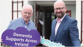  ??  ?? Right: Noel Heeney with Sen. Ged Nash at the Alzheimers Day Care Centre in Drogheda.