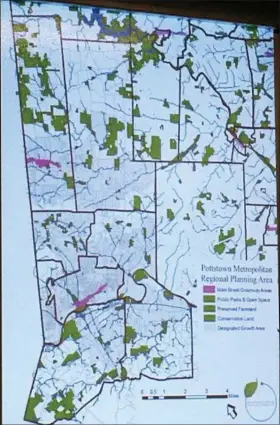  ?? EVAN BRANDT — DIGITAL FIRST MEDIA ?? This map shows valuable green areas throughout 26 townships in western Montgomery and northern Chester counties.