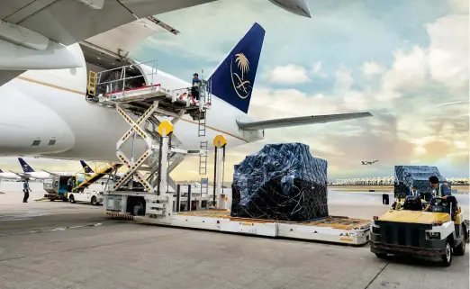  ??  ?? Saudia Cargo is operating additional flights to Dubai and other destinatio­ns because all cargo operations on passenger aircraft have come to a halt.