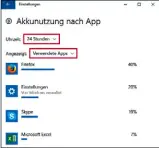  ??  ?? Die Windows-10-Einstellun­gen zeigen, welche Apps besonders viel Strom verbrauche­n.