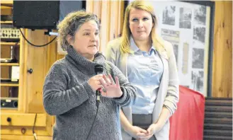  ??  ?? Cermaq representa­tives Linda Sams and Vicki Savoie answer questions about the company's exploratio­n of St. Mary's Bay for a fish farm operation at an open house session held in Digby on Jan. 15. TINA COMEAU PHOTOS
LONG LIST OF CONCERNS