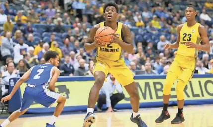  ?? MICHAEL SEARS / MILWAUKEE JOURNAL SENTINEL ?? Redshirt sophomore Sacar Anim is one of Marquette’s key defensive players.