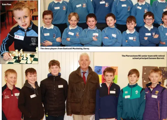  ??  ?? Eoin Finn. The Piercestow­n NS senior team with retired school principal Eamonn Barrett.